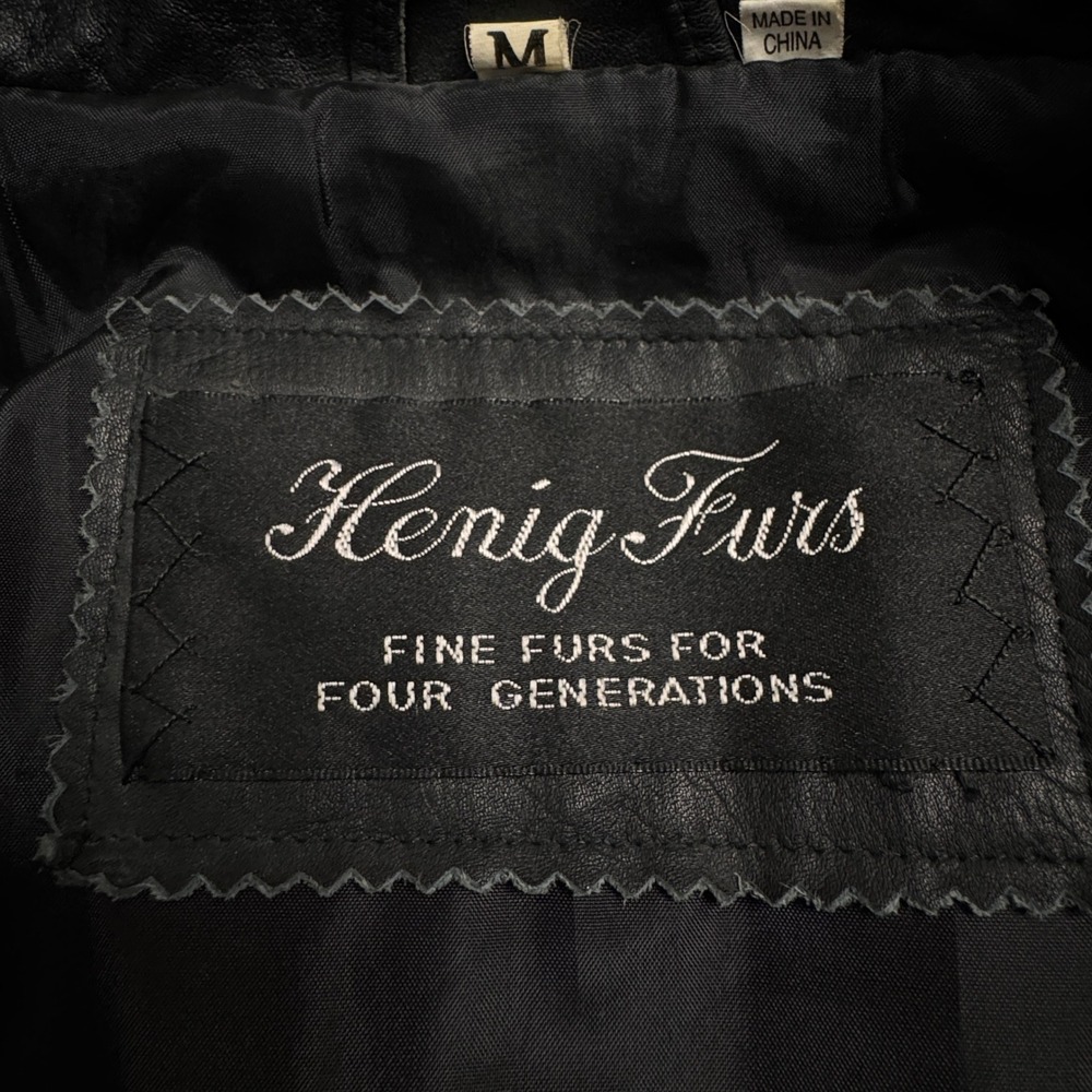 Henig Furs Genuine Leather Belted Trench Coat Womens Size Medium Black - Picture 3 of 14